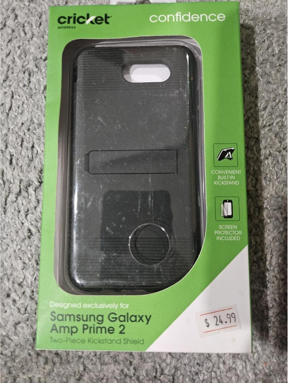 Phone Case For Samsung Galaxy Amp Prime 2 Cricket Brand Black With Kickstand